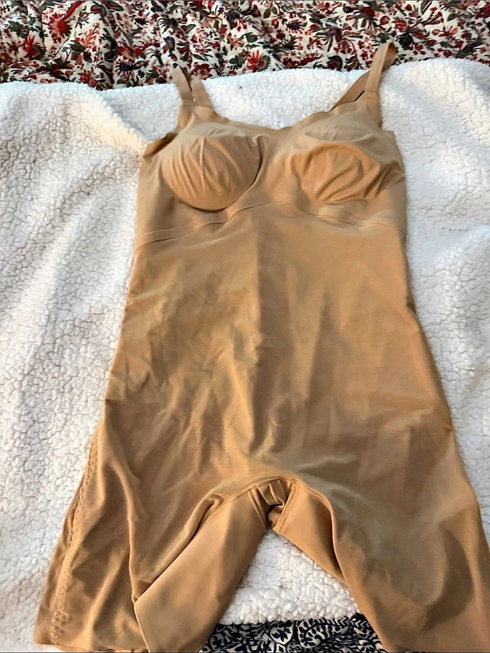 Honeylove SuperPower Mid-Thigh Bodysuit Shapewear Bodysuit in Brown Size XL